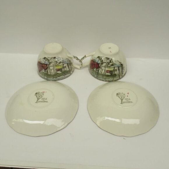 2 - Johnson Bros England The FRIENDLY VILLAGE Ice House Coffee Cups and Saucers - Picture 5 of 5
